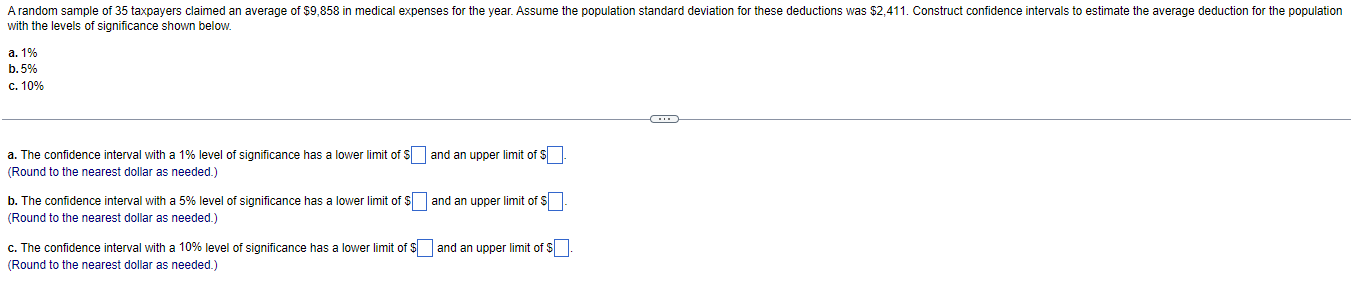Solved with the levels of significance shown below. a. 1% b. | Chegg.com