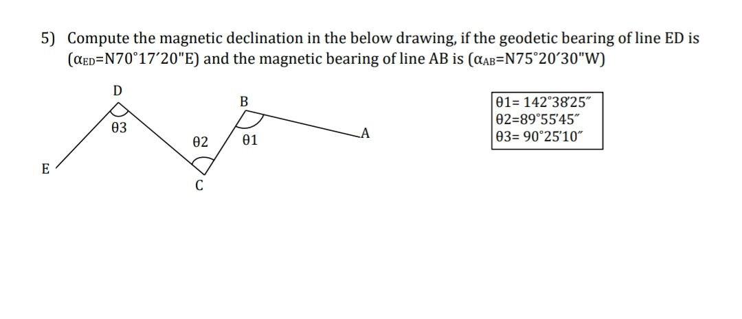 Solved 5) Compute the magnetic declination in the below | Chegg.com