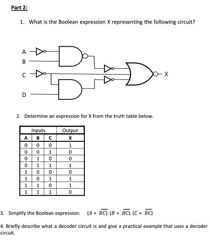 Solved 1. What is the Boolean expression X representing the | Chegg.com