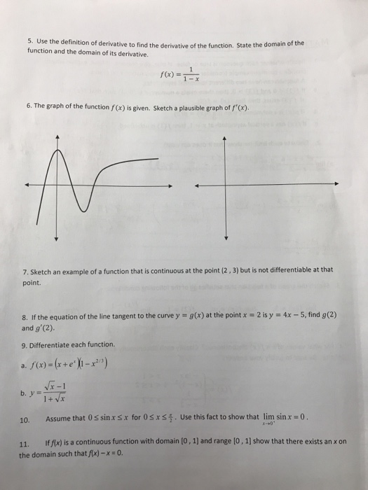 Solved 5 Use The Definition Of Derivative To Find The De
