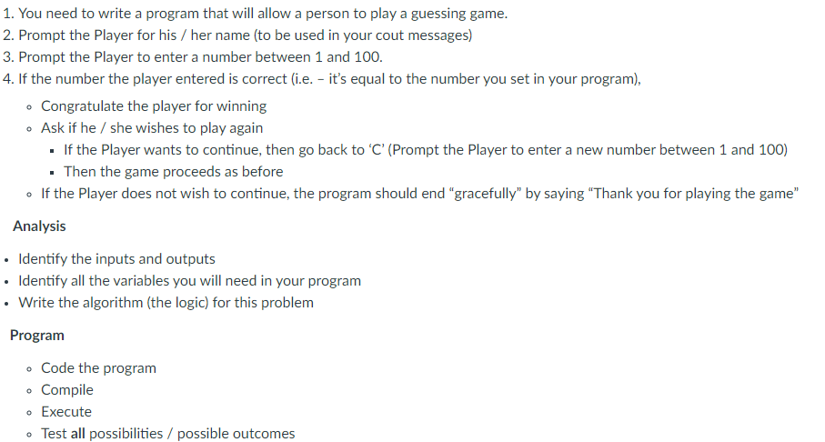 Solved 1. You need to write a program that will allow a | Chegg.com