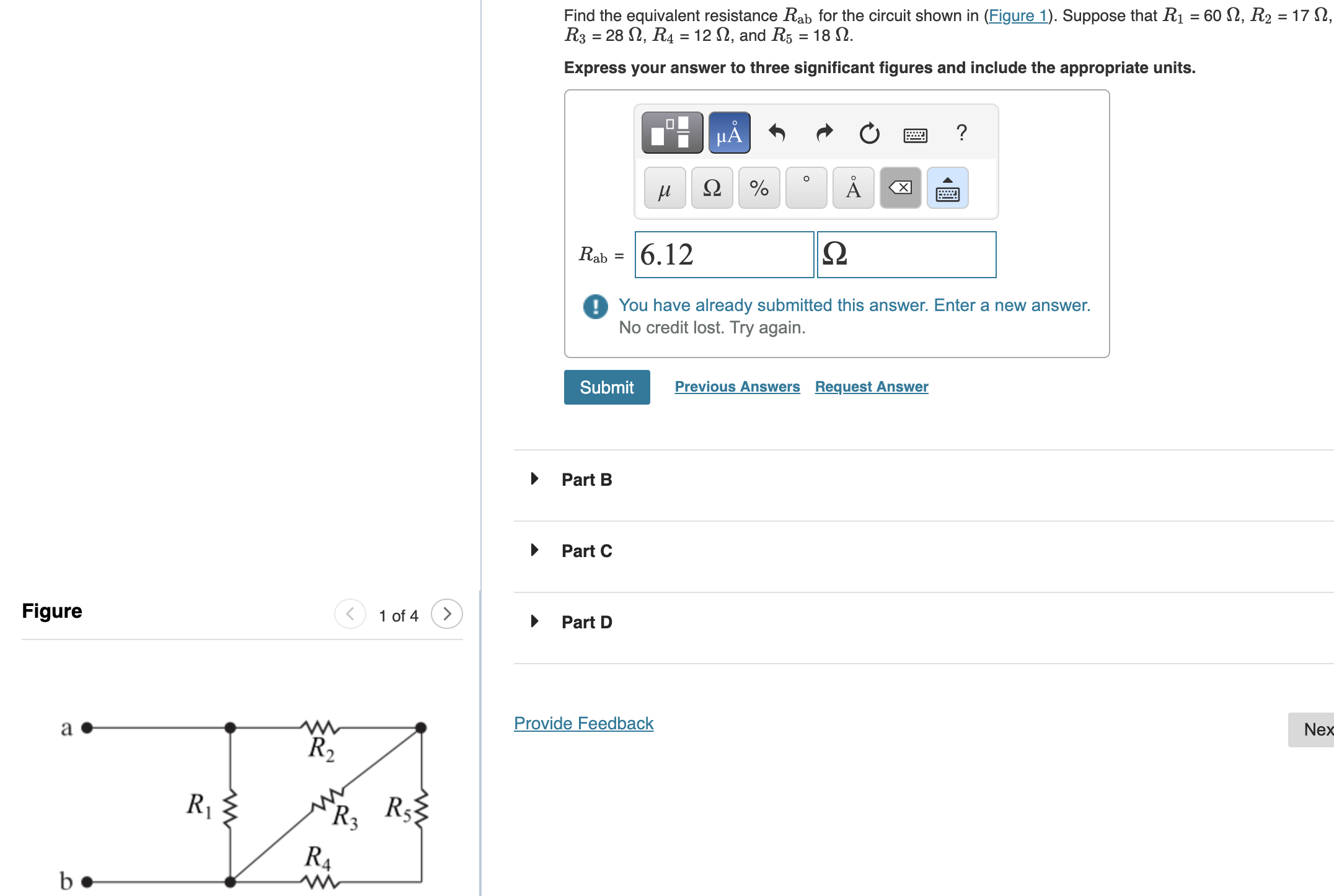 Solved Find The Equivalent Resistance Rab For The Circuit | Chegg.com