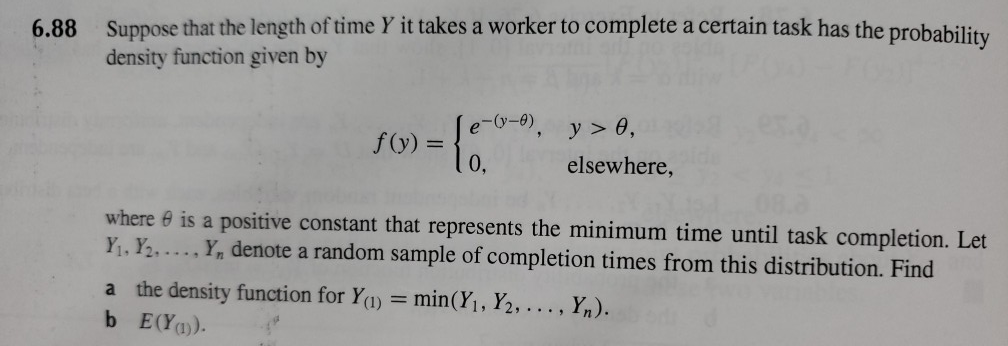 Solved 6.88 Suppose that the length of time Y it takes a | Chegg.com