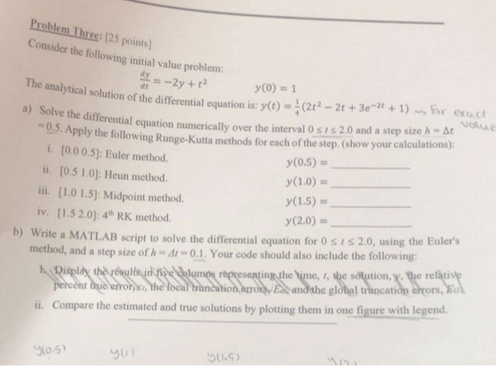 Solved Problem Thre: 125 points) Consider the following | Chegg.com