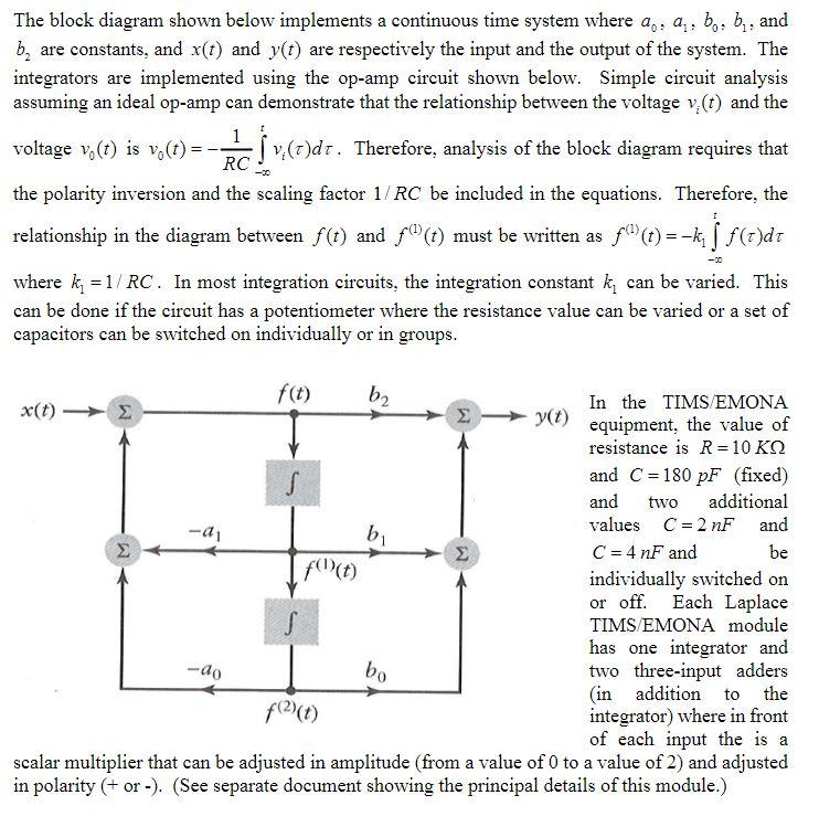 Solved The block diagram shown below implements a continuous | Chegg.com