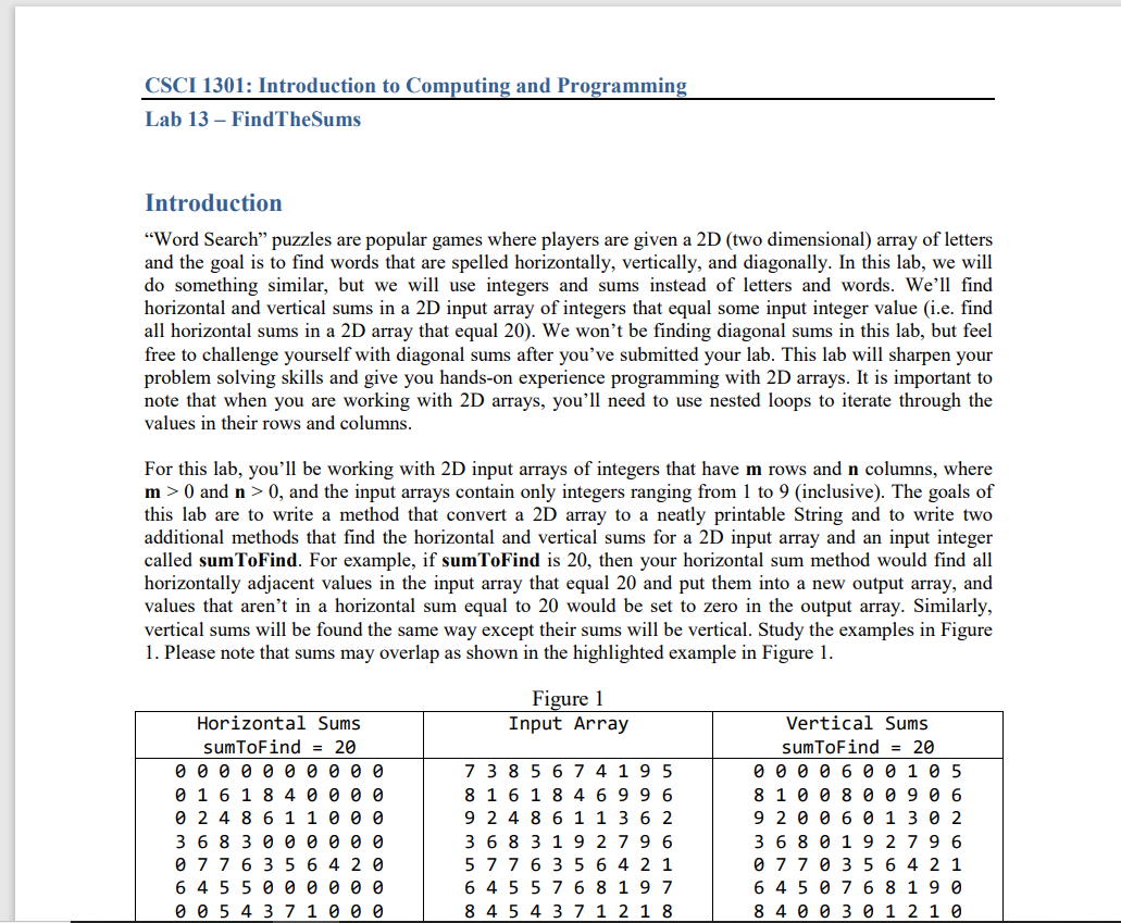 Solved CSCI 1301: Introduction To Computing And Programming | Chegg.com ...