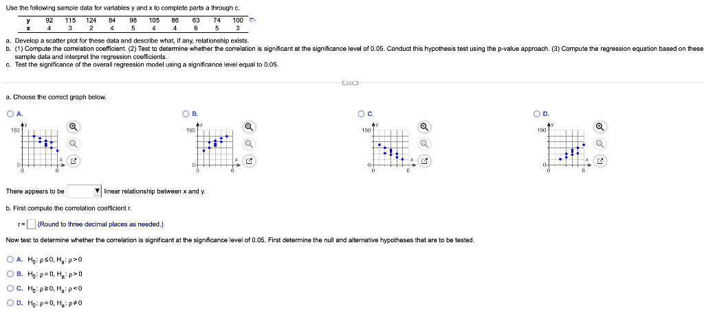Solved Use the following sample data for variables y and x | Chegg.com