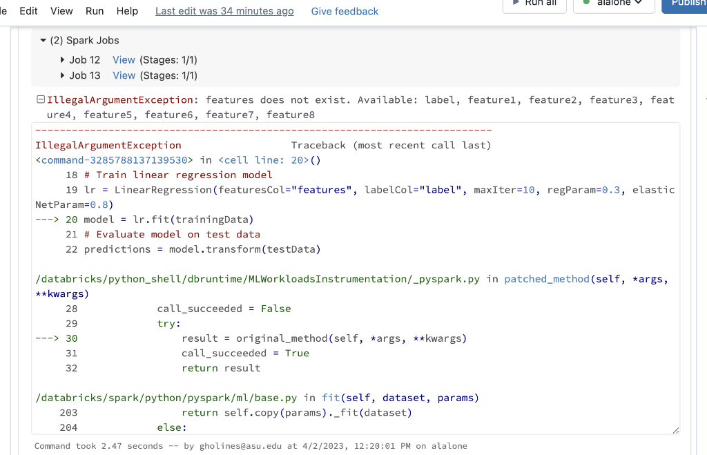 Pyspark ml linear regression 2024 example