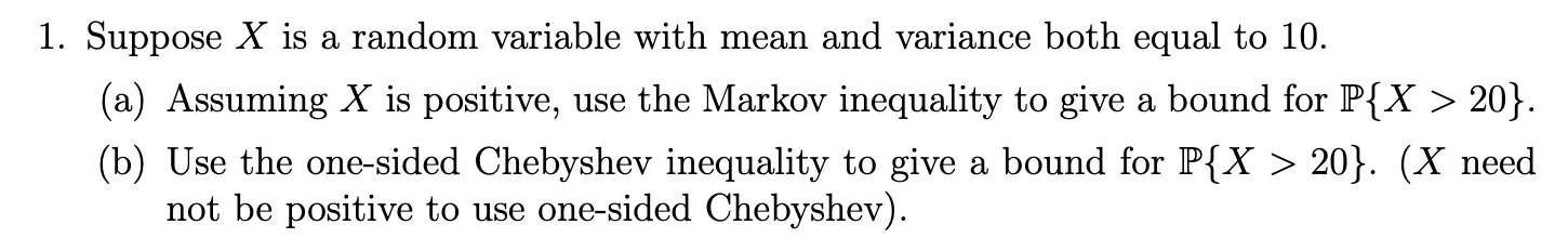Solved 1. Suppose X is a random variable with mean and | Chegg.com