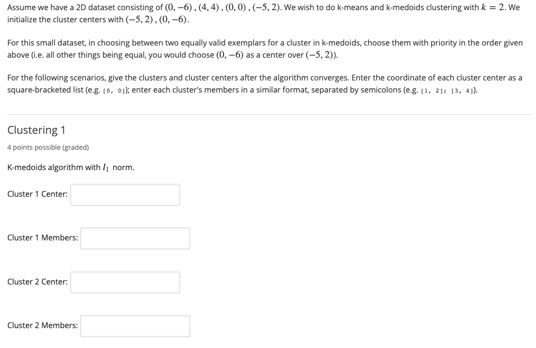 Solved Assume We Have A 2d Dataset Consisting Of 0 6 6143