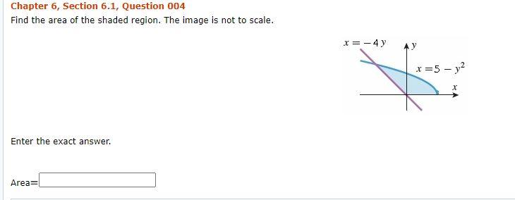 Solved Chapter 6, Section 6.1, Question 004 Find the area of | Chegg ...