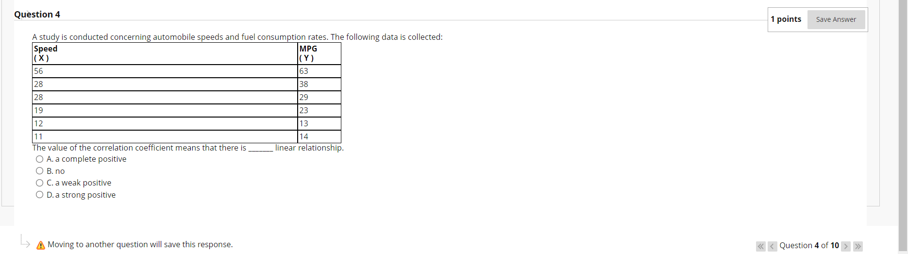 Solved Question 4 1 points Save Answer A study is conducted | Chegg.com