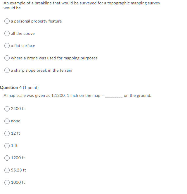 Solved An example of a breakline that would be surveyed for | Chegg.com