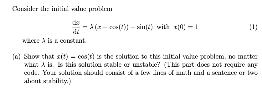 Solved Consider The Initial Value Problem | Chegg.com