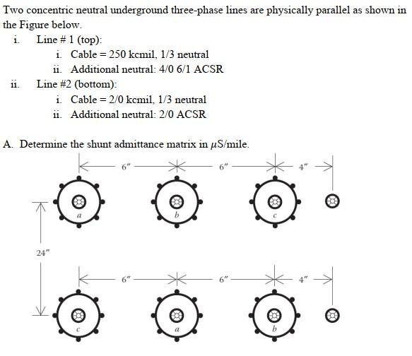 Solved Two concentric neutral underground three-phase lines | Chegg.com