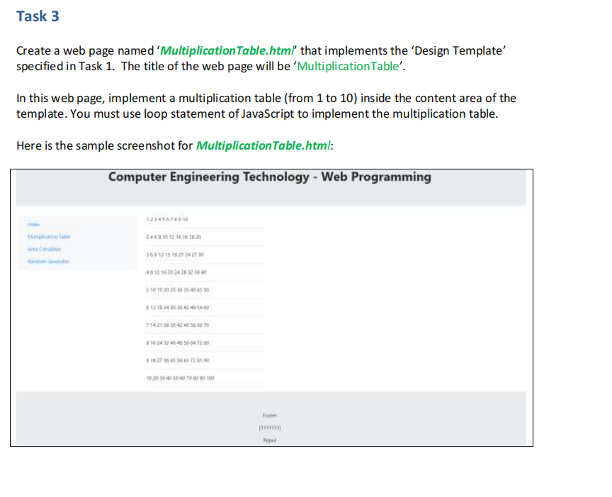 Solved Task 3 Create a web page named Multiplication | Chegg.com