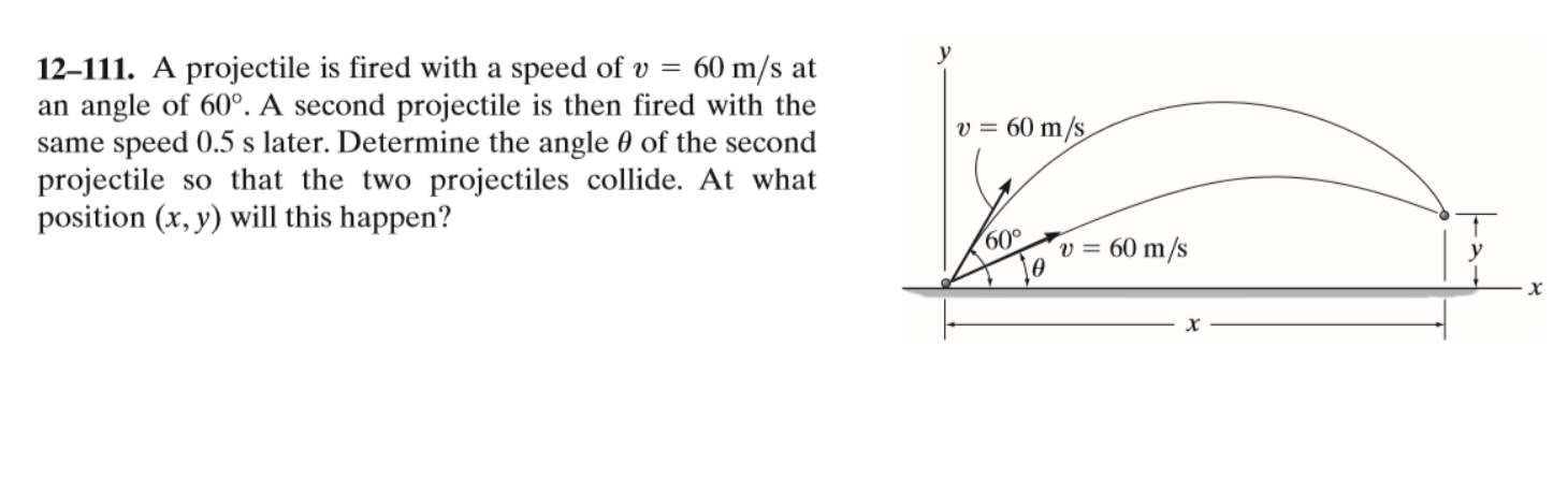 Solved 12-111. A projectile is fired with a speed of v=60 | Chegg.com