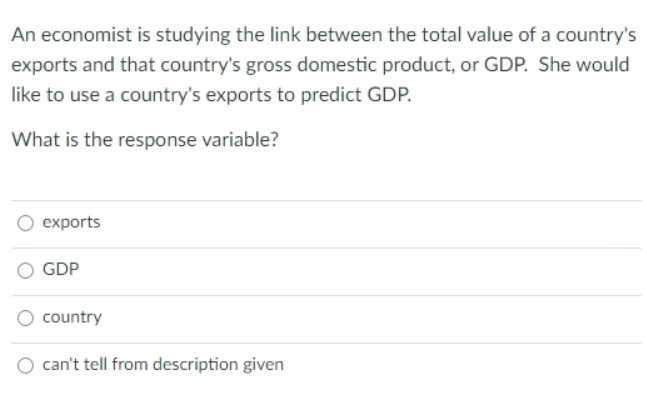Solved An economist is studying the link between the total | Chegg.com
