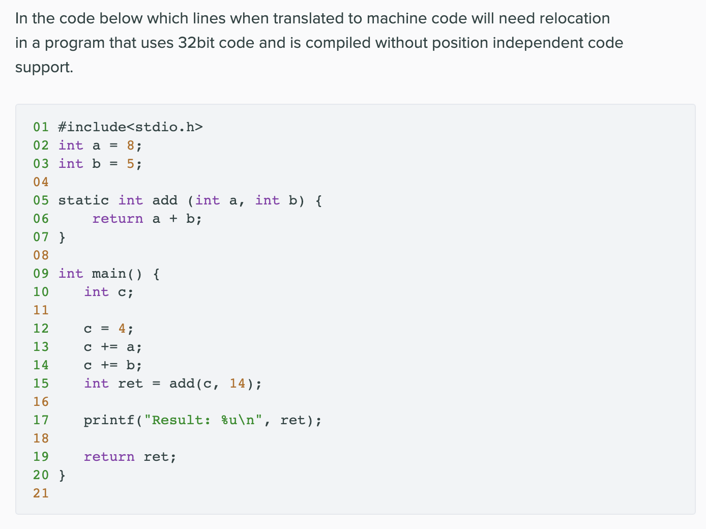 Solved In the code below which lines when translated to | Chegg.com