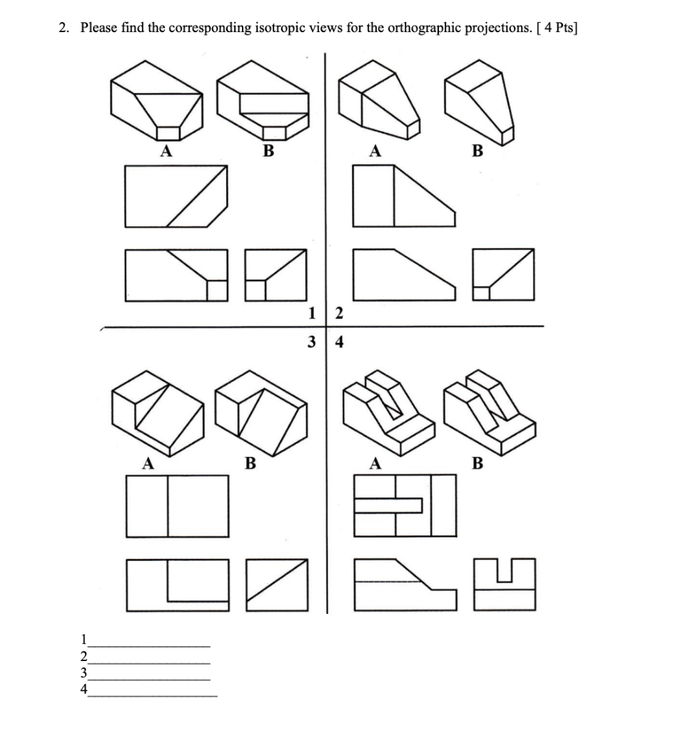 Solved 2. Please find the corresponding isotropic views for | Chegg.com