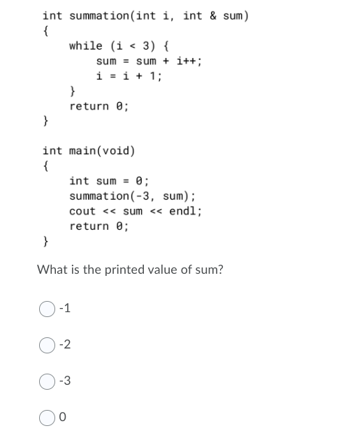 Solved int summation(int i, int & sum) { while (i