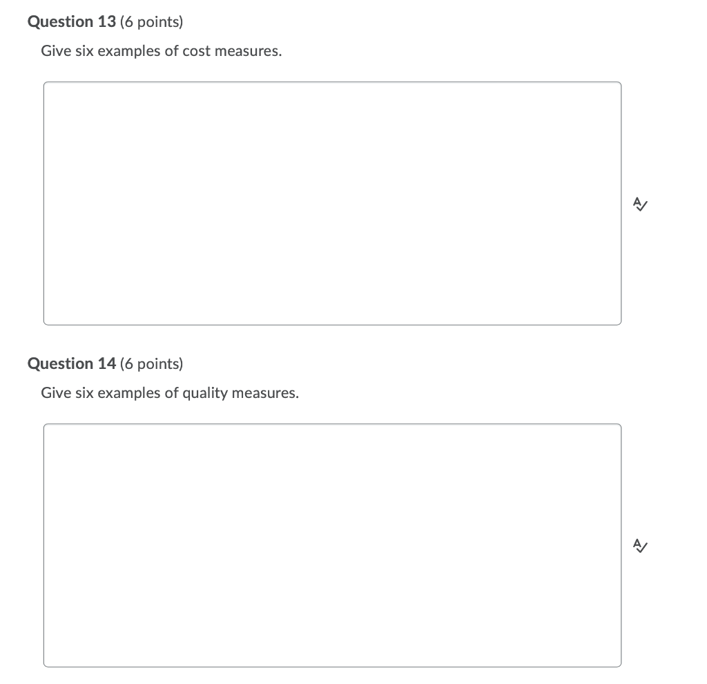 Solved Question 13 (6 Points) Give Six Examples Of Cost | Chegg.com