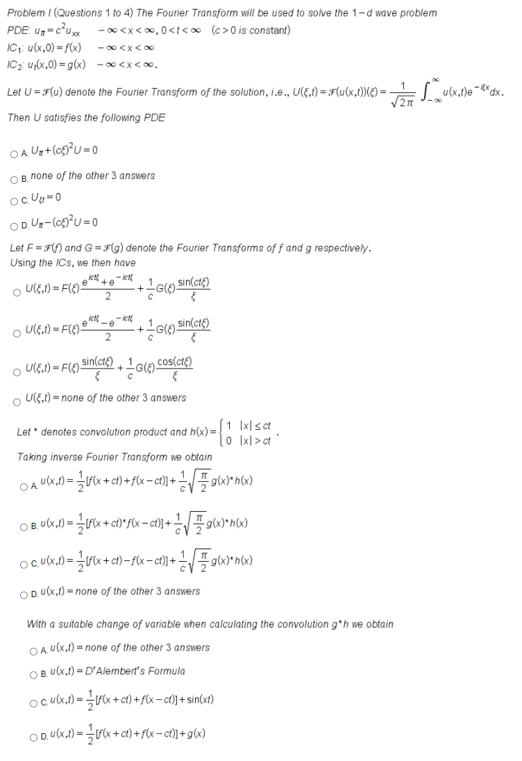 Solved Problem /(Questions 1 to 4) The Fourier Transform | Chegg.com