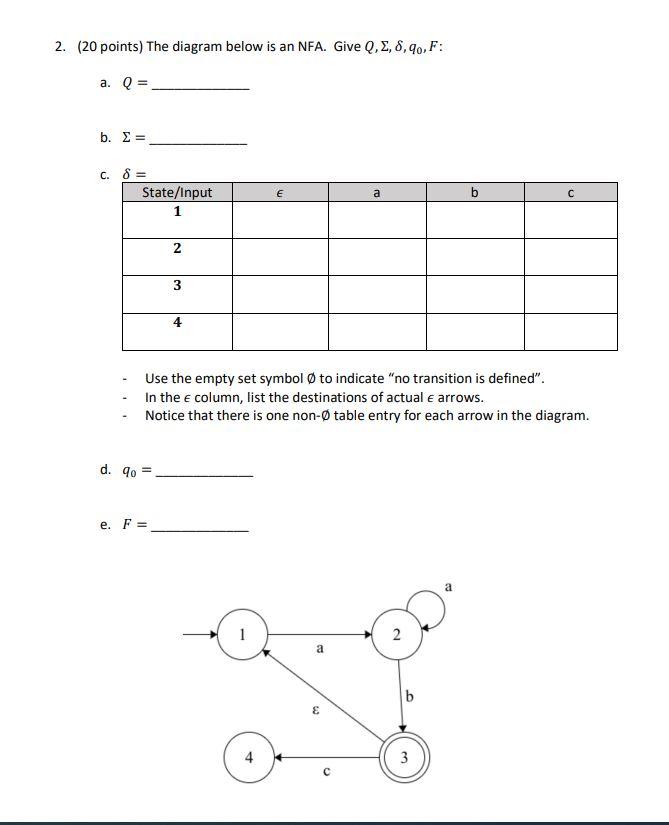 Solved 2 Points The Diagram Below Is An Nfa Give Q Chegg Com