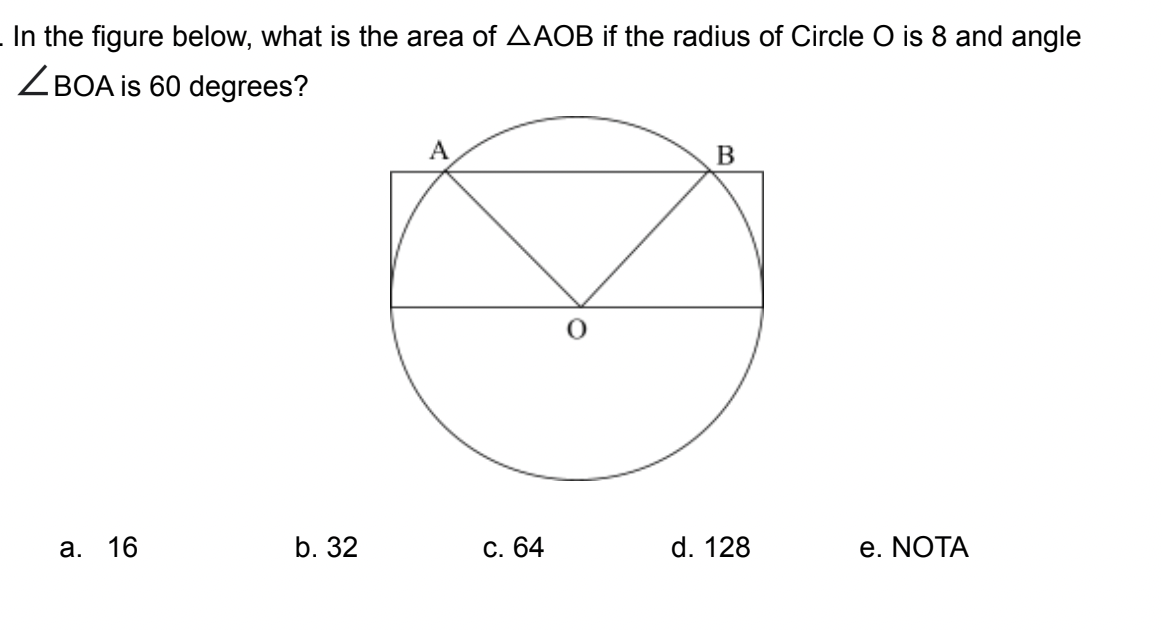 Solved In the figure below, what is the area of AOB if the | Chegg.com