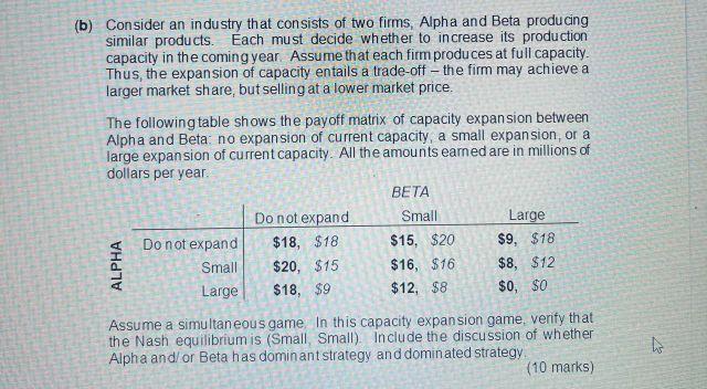 Solved (b) Consider An Industry That Consists Of Two Firms, | Chegg.com