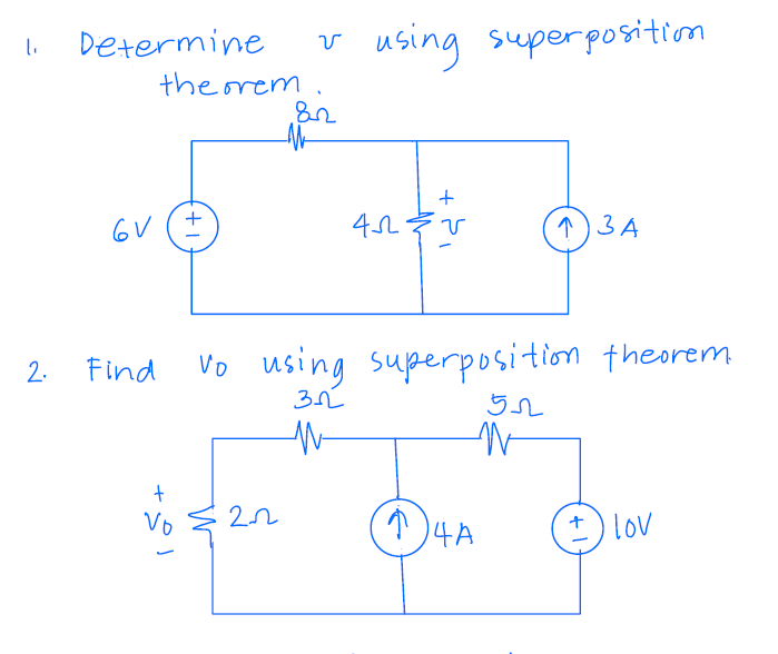 Solved 1 Determine v using superposition theorem. &r + + 6V | Chegg.com
