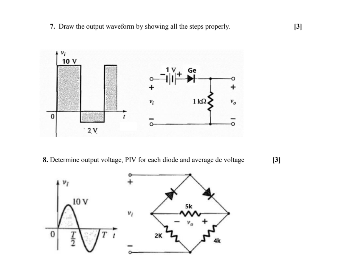 Solved 7. Draw the output waveform by showing all the steps | Chegg.com
