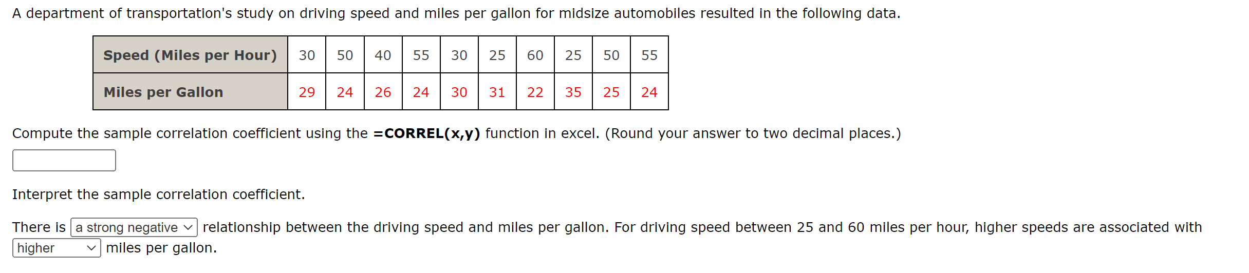 Solved A department of transportation's study on driving