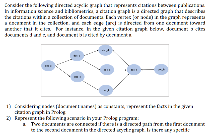 Consider the following directed acyclic graph that represents citations between publications. In information science and bibl