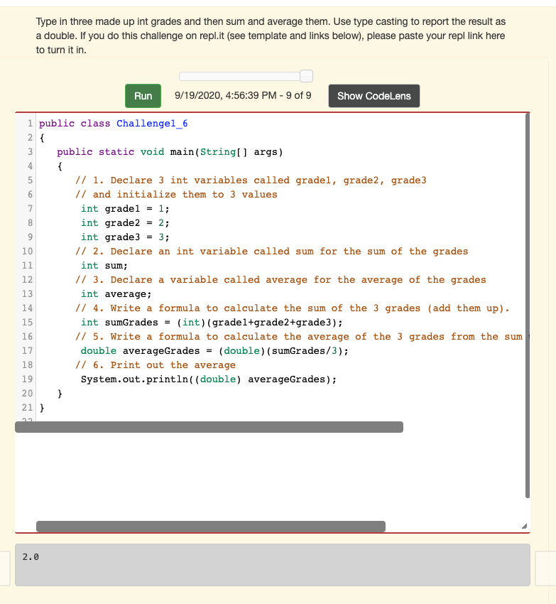 Solved Type In Three Made Up Int Grades And Then Sum And Chegg Com