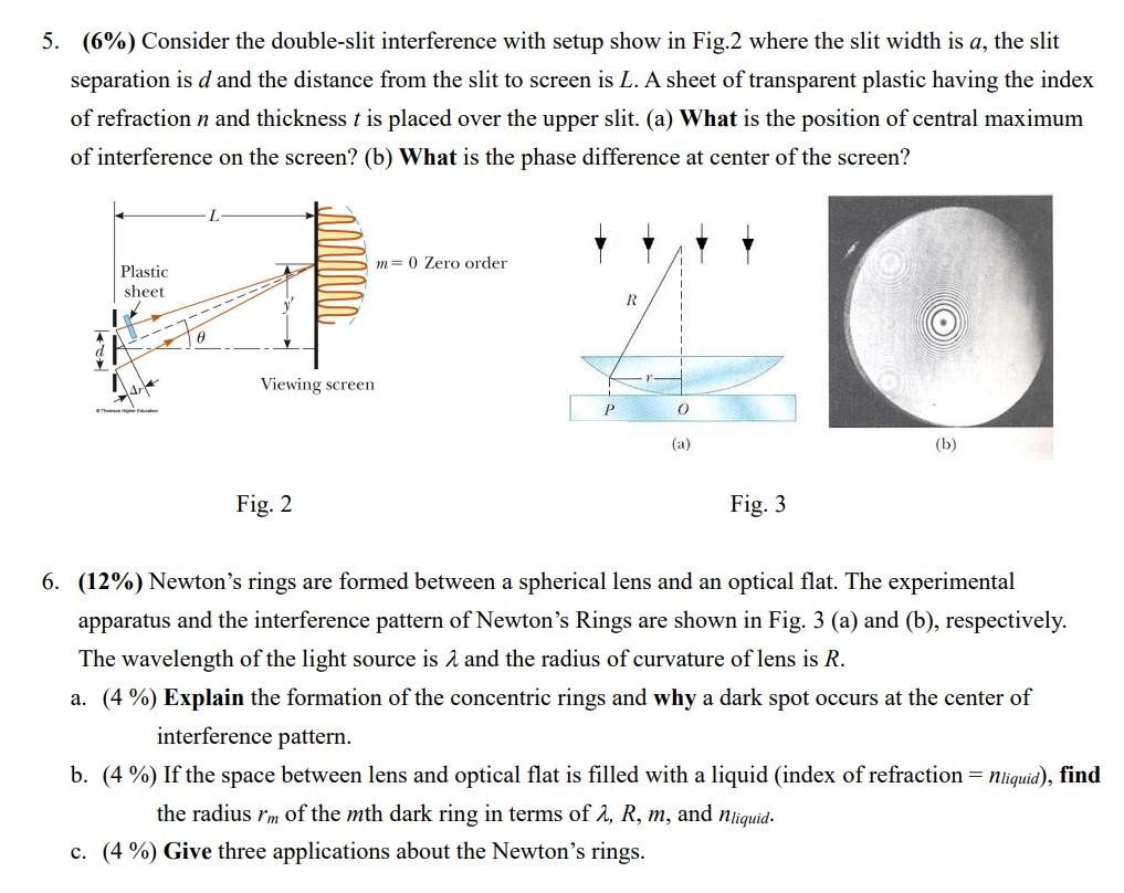 Solved 5. (6%) Consider The Double-slit Interference With | Chegg.com