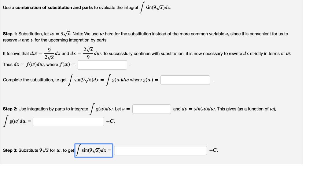 Solved Use A Combination Of Substitution And Parts To Eva Chegg Com