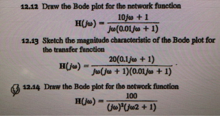 Solved 12.12 Draw the Bode plot for the network function | Chegg.com