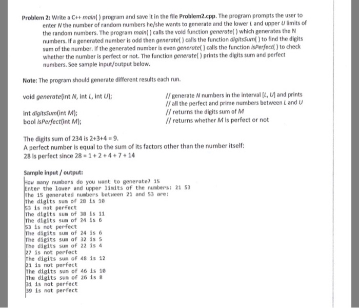 Solved Problem 2: Write a C++ main() program and save it in | Chegg.com