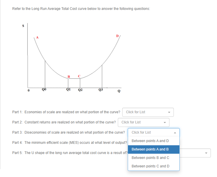Solved Refer to the Long Run Average Total Cost curve below | Chegg.com