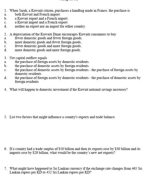 Solved 1 When Sarah A Kuwaiti Citizen Purchases Hand Kuwaiti Citizen
