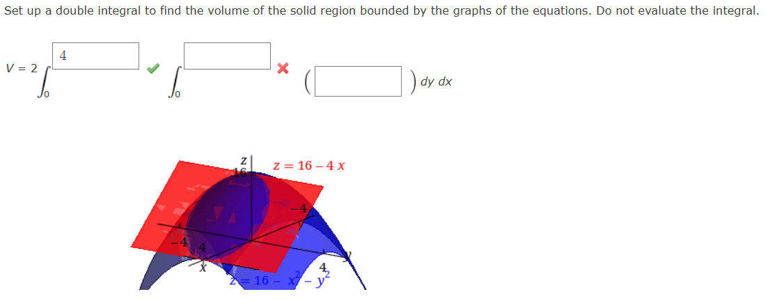 Solved Set up a double integral to find the volume of the | Chegg.com