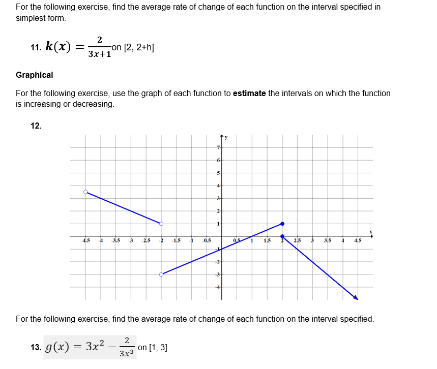 Solved For the following exercise, find the average rate of | Chegg.com