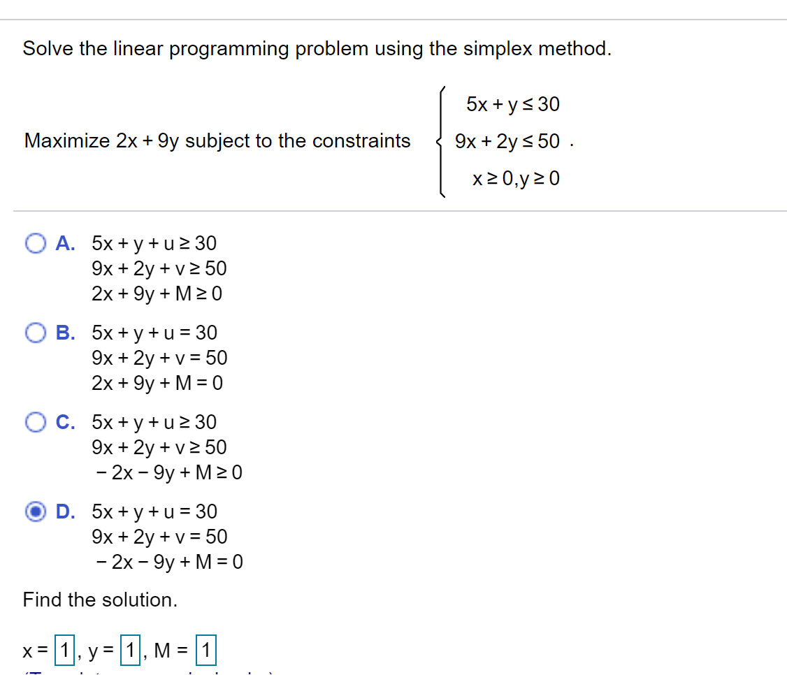 Solved Solve the linear programming problem using the | Chegg.com