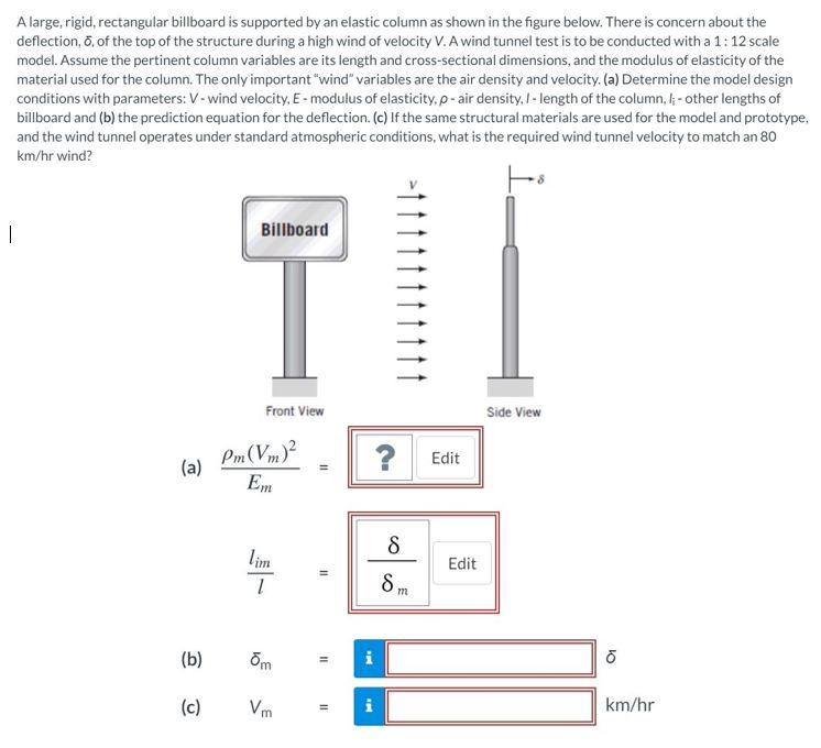Solved A large, rigid, rectangular billboard is supported by | Chegg.com