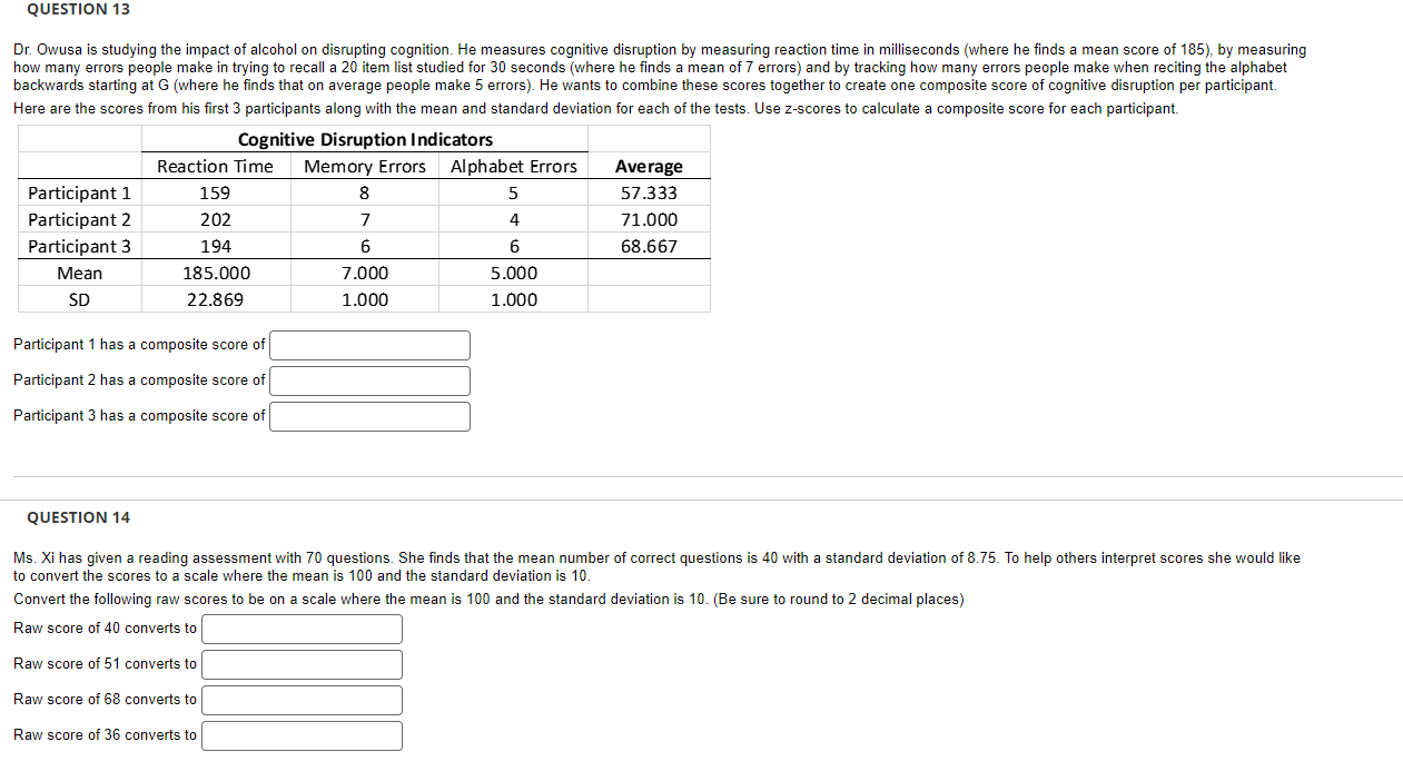 Solved QUESTION 14to convert the scores to a scale where the | Chegg.com