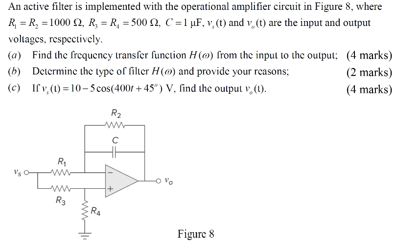 Solved An active filter is implemented with the operational | Chegg.com