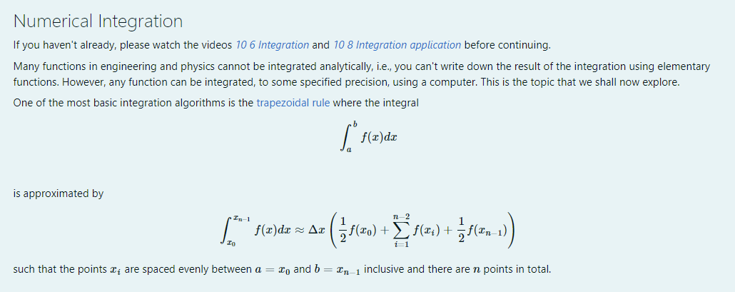 Solved Numerical Integration If you haven't already, please | Chegg.com