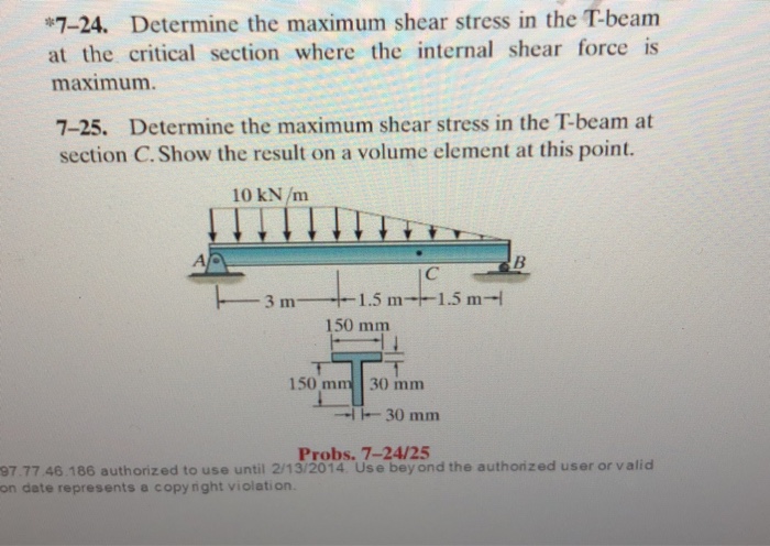Solved 7-24. Determine the maximum shear stress in the | Chegg.com