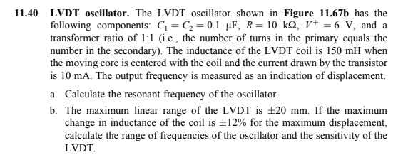 Solved Lvdt Oscillator. The Lvdt Oscillator Shown In Figure 